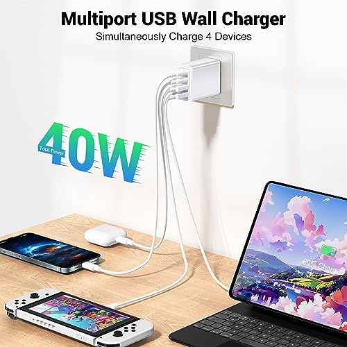 Ultra-Fast 4-Port USB Wall Charger – Multi-Device Power Adapter with Quick Charge 3.0 Technology for i Phone 16 Series, Samsung Galaxy S25/S24, Google Pixel 7 – Compact, Efficient & Safe Charging Solution for Home and Travel