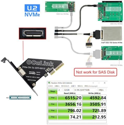 Elevate Your Computing Power: Cablecc SFF-8612 Oculink to M.2 NVMe PCIe SSD Enclosure Adapter for 2280 SSDs – Ultimate Speed and Compatibility Upgrade for Your Mainboard