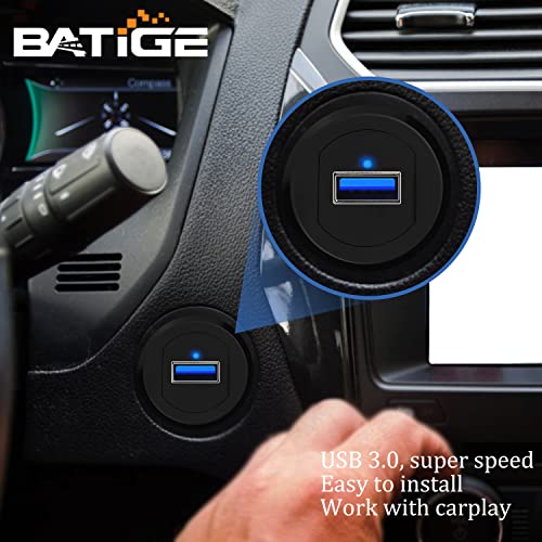 BATIGE Type C USB 3.0 Flush Mount Extension Cable – 3 ft Alloy Shell Car, Truck & Motorcycle Dashboard USB Port with LED Indicator for Enhanced Durability and Seamless Connectivity