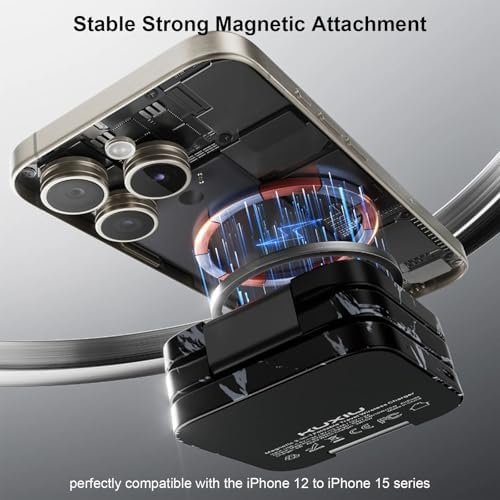X55 Magnetic Foldable 3-in-1 Charging Station for Apple Devices – 15 W Fast Wireless Charger for i Phone 16, 15, 14, 13, 12 Series, 5 W Apple Watch Power Station, Portable Air Pods Charging Stand – Sleek Black Design for Travel and Home Use