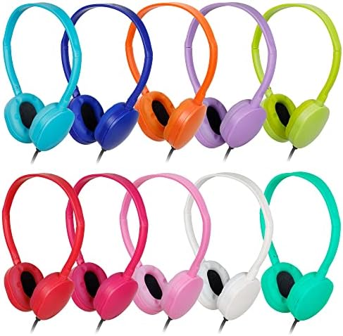 Bulk 24-Pack Kids Classroom Headphones – Durable Wired Earphones with Adjustable Headband for Enhanced Learning Environments (Black) – Ideal for Group Activities and Student Engagement