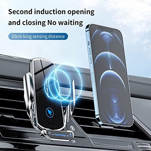 Blue Wireless Car Charger Mount – 15 W Fast Charging Auto-Clamping Phone Holder for Android Devices, Stylish Dashboard Accessory for Effortless Navigation and Secure Charging