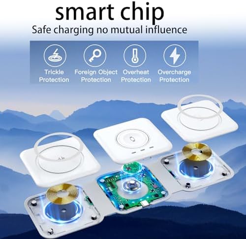 Ultimate 3-in-1 Apple Charging Station – Foldable Magnetic Wireless Charger for i Phone 15/14/13/12, Apple Watch & Air Pods Pro/3/2 – Travel-Friendly Fast Charging Solution for Modern Tech Enthusiasts