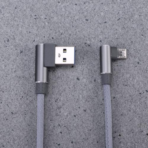 90-Degree USB Micro Cable – 1 m Nylon Braided Right Angle Charger for Universal Phones – Fast 2.4 A Data Transmission – Durable & Tangle-Free Connectivity Solution for Enhanced Performance