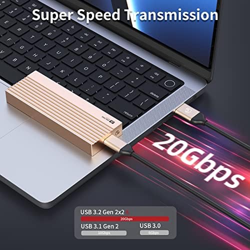 Premium Aluminum SAN ZANG MASTER M.2 NVMe SSD Enclosure Adapter – 20 Gbps USB C 3.2 Gen2 x2 for PCIe SSDs (2230/2242/2260/2280) – Ultimate External Storage Solution with UASP & TRIM Support for Enhanced Speed & Durability