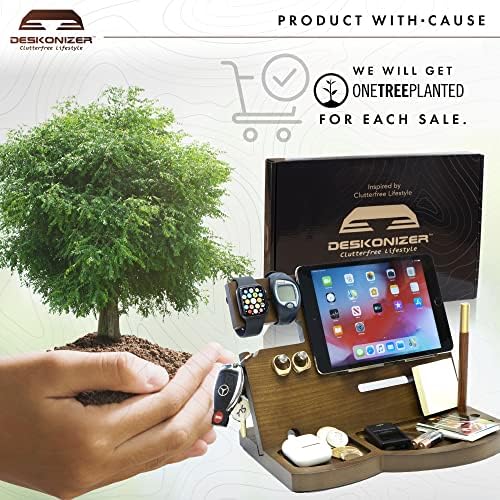 Elegant Wooden Charging Dock for Men – Premium Multifunctional Desk Organizer & Nightstand Essential – Fast Universal Charging Station with Sleek Aesthetic – Perfect Gift for the Discerning Professional