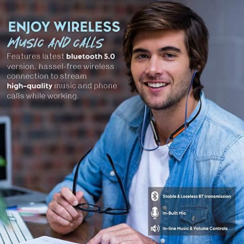 MIPEACE Ergonomic Bluetooth Noise Isolation Neckband Headphones – 29 d B Active Noise Reduction Wireless Earbuds with Magnetic Custom Fit, IPX4 Sweatproof Design, 13+ Hours Playtime, Built-in Mic for Seamless Hands-Free Control, Ideal for Workouts and Daily Use