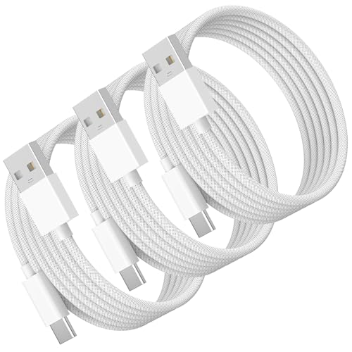 USB to USB C Cable [3 Pack, 6FT], USB A to USB C Charger Cord for iPhone 16/16 Plus/16 Pro/16 Pro Max/iPhone 15 Series, Samsung Galaxy/Note, LG, Pixel, Beats Fit Pro, AirPods 4, iPad Car Charger Cord – Enhanced Compatibility and Speed