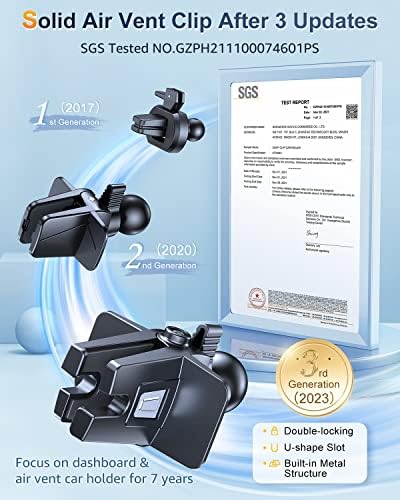 Humixx Military-Grade Universal Phone Mount for Cars – Secure Dashboard, Windshield & Air Vent Holder for i Phone 14 Pro Max and Samsung Devices – Hands-Free Convenience with 360-Degree Rotation and Robust Suction Power for Enhanced Safety and Efficiency