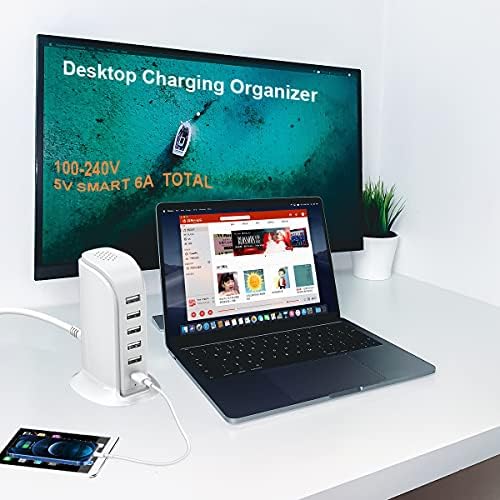 Kawaii-Inspired 6-Port USB Charging Hub: Ultimate Fast Charger for i Phones, Androids & More – Compact Multi-Device Power Station with 1 USB-C & 5 USB-A Ports for Effortless Travel & Home Connectivity, Tangle-Free Solutions for Modern Users