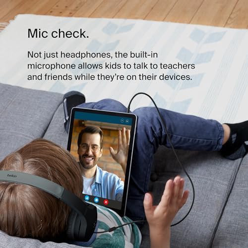 Belkin Sound Form Mini Kids Wireless Bluetooth Headphones – Safe 85 d B Volume Control, 30-Hour Playtime, Built-In Microphone – Lightweight On-Ear Style for i Phone, i Pad, Fire Tablet & More – Ideal for Learning, Entertainment & Safe Listening