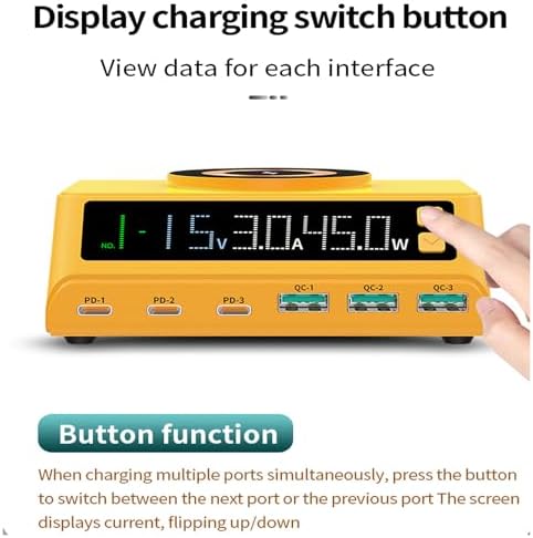 Max Lax 110 W Blue Fast USB Charging Hub – 6-Port Power Station with 3 USB & 3 PD Ports, Digital Display for Rapid Multi-Device Charging of Laptops, Phones & Tablets – Ultimate Efficiency & Safety Features for Tech Enthusiasts