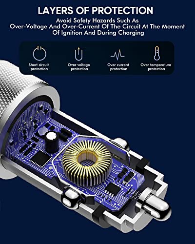 Rapid Charge Duo: MFi Certified Dual Port USB-C Car Charger with Lightning Cables for i Phone 14/13/12/11/X/Xs/Xr/SE/8 & i Pad – Fast, Efficient, and Convenient On-the-Go Power Solution