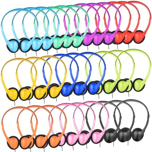 Boost Classroom Learning with 15-Pack Multi-Color Headphones – Durable, Comfortable Earphones for Kids and Teens – Perfect Audio Solution for Educational Environments and Group Activities – Compatible 3.5 mm Plug for Versatile Use