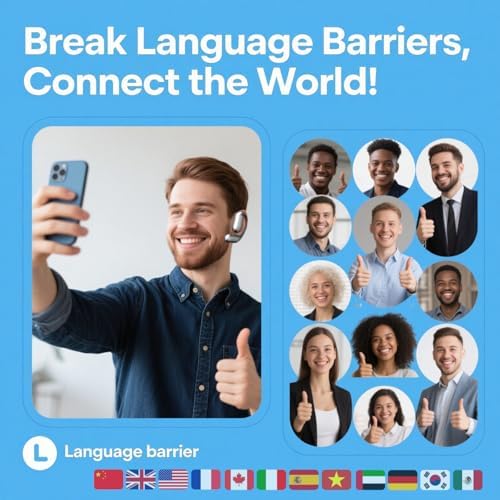 Next-Gen AI Translation Earbuds: 3-in-1 Wireless Headphones for Instant Language Conversion in 144 Languages, Ergonomic Design for Effortless Travel and Business Communication, Compatible with i OS & Android, Lightweight & Reliable Audio Experience