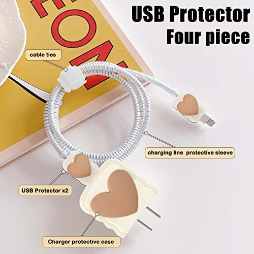 Charming Kawaii Waves DIY Cable Protector for i Phone Chargers – 3 D Love Heart Design, Durable Data Cable Saver for i Phone 11, 12, 13, 14, Pro Max, XS, XR, X, 7, 8 Plus – Lightweight & Easy to Install for Enhanced Charging Experience – Perfect i Phone Charger Accessory to Prevent Fraying and Damage