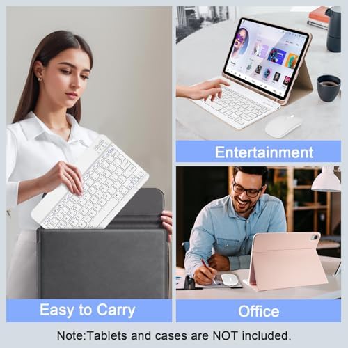 Sleek Wireless Keyboard and Mouse Combo – Rechargeable Bluetooth & 2.4 GHz USB for i Pad, Smartphone, PC & Laptop – Ergonomic Design for Ultimate Comfort in White – Elevate Your Workspace Efficiency!