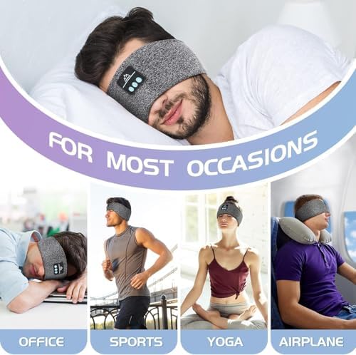 Ultimate Bluetooth Sleep Headphones Headband – Luxurious Dual-Function Music Eye Mask with Comfortable Earbuds for Side Sleepers – Stylish Grey Design Perfect for Restful Nights and Thoughtful Tech Gifts