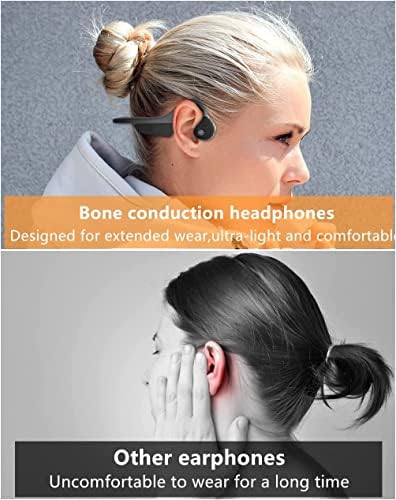 Revolutionary Open-Ear Bone Conduction Headphones – Wireless Bluetooth Sport Earbuds with IP68 Waterproof Shield, Integrated Microphone, and Night Visibility Feature for Enhanced Workout Performance – Perfect for Running, Gym Sessions, Hiking, and Cycling (Grey)