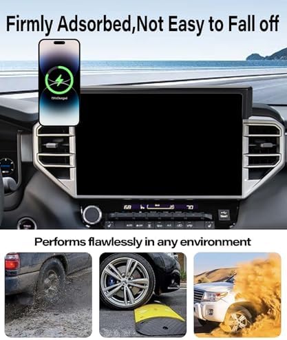 Revolutionize Your Driving Experience with the Premium Car Phone Holder for 2023-2025 Toyota Sequoia & 2022-2025 Toyota Tundra – Seamless 14-Inch Touchscreen Integration, 15 W Fast Wireless Charging, and Hands-Free Navigation for Ultimate Connectivity and Safety on the Road