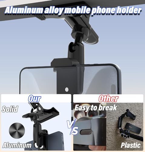 Metal Sun Visor Phone Holder for Car – Adjustable Dual Swivel Ball Mount for Enhanced Visibility – Universal Clamp Fits i Phone 16/15/14/13/12 Pro Max, Galaxy S24/23/22 – Sturdy and Durable Hands-Free Smartphone Accessory for Safe Driving and Navigation – Ideal for 4-7” Devices