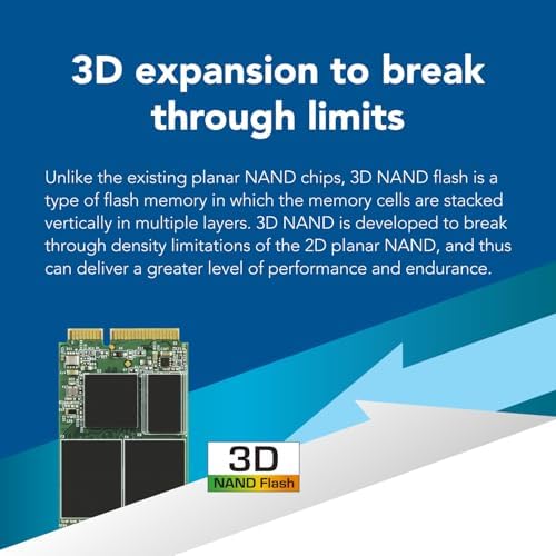 Transcend 256 GB m SATA SSD – Ultra-Fast Internal Solid State Drive with 530 MB/s Read Speed for Seamless Performance in Ultrabooks, Desktops, and Tablets – Advanced 3 D TLC NAND with DRAM Cache and LDPC Error Correction for Maximum Reliability and Efficiency