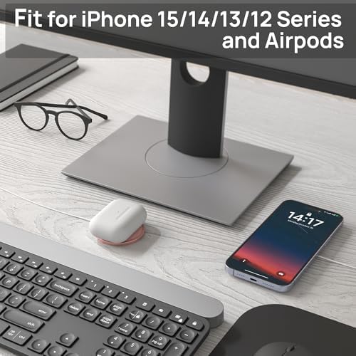 Magnetic Wireless Charger – 15 W Fast Charging Pad for i Phone 12/13/14/15/16 & Air Pods – Sleek Blue Design with USB-C Cable & USB-A Converter – Effortless Magnetic Alignment & Compact Portability for Ultimate Convenience