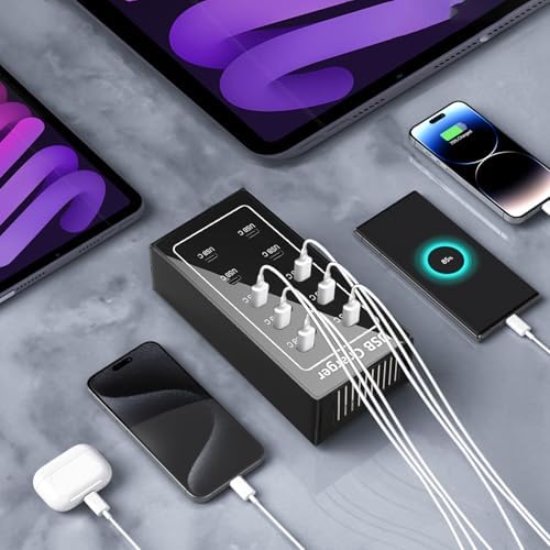 Maximize Efficiency with the 24-Port 100 W USB C Fast Charging Hub – Multi-Device Power Adapter for Home & Travel – Compatible with i Phone, Samsung, Google & More – Ultimate Solution for Clutter-Free Charging – Enhanced Safety Features & High-Quality Design