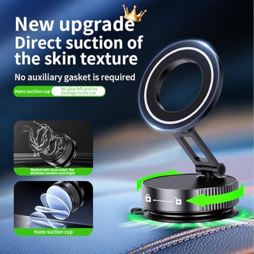Ultimate 360° Magnetic Phone Holder for Car & Gym: Unmatched 89+ lbs Suction Power & 2800 gf Grip for Hands-Free Navigation – Perfect Fit for Mag Safe i Phone 16/15/14/13/12 – Versatile Design for Smooth Transition from Vehicle to Workout or Shower