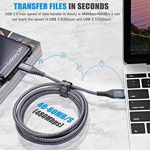 sweguard 3.1 A Fast Charging USB Type C Cable – 2 Pack 6.6 ft Nylon Braided Charger for Samsung Galaxy, LG, Moto, PS5 – Durable, Tangle-Free, High-Speed Data Sync – Ultimate Compatibility and Convenience in Pink