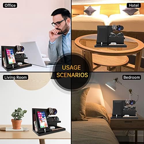 Birthday Gifts for Men – Husband & Dad Nightstand & Desk Organizer – Wood Phone Docking Station – Enhanced Compatibility and Speed