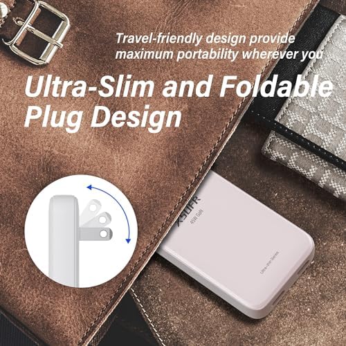 Compact Dual-Port 45 W USB C Power Adapter | Ultra-Slim Ga N Technology Fast Charger with 3.28 ft Cable for Laptops, Tablets, and Smartphones | PD 3.0 Compatible, Travel-Friendly, and Efficient Charging Solution for On-the-Go Users