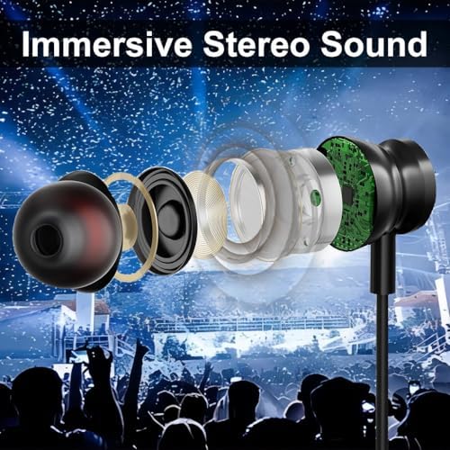 High-Fidelity Type C Earbuds for Samsung Galaxy S25 Ultra, S24, S23 FE, S22+ & i Phone 16, 15 Pro Max Plus – Wired Headphones with Built-in Microphone and Volume Control – Exceptional Stereo Sound Quality for Professionals and Music Enthusiasts – In-Ear Comfort Design with Broad Device Compatibility Including Galaxy Flip 6, 5 & Pixel 9, 8, 7 – Perfect for Daily Use and Seamless Audio Experiences