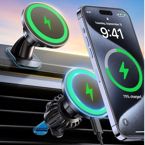 Mag Safe-Compatible Vacuum Suction Car Phone Holder – Versatile Magnetic Mount with Aerospace Alloy Arm for Tesla, Gym, Shower, and Smooth Surfaces – Secure Dashboard/Windshield Screen Solution for i Phone – 360-Degree Rotation for Optimal Viewing Angles and Hands-Free Safety