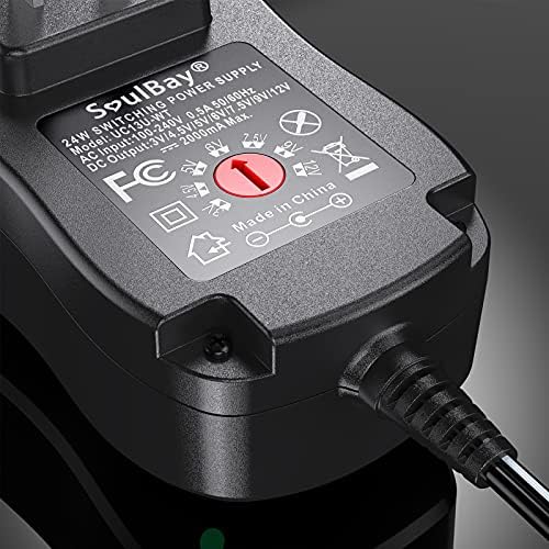 Versatile 24 W Soul Bay AC/DC Power Adapter – Multi-Voltage Solution for LED Strips, Routers, and Speakers – Center Positive Design with 2 A Output – Durable and Lightweight Universal Power Supply for Home Electronics