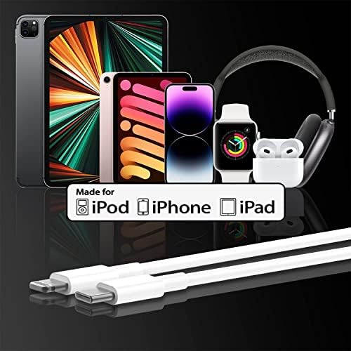 Blue Fast Charger Cable 2-Pack – 6 ft USB Type C to Lightning for i Phone 14/13/12 Pro Max, MFi Certified Charging Cord for Enhanced Speed & Compatibility – Durable Design for Everyday Use