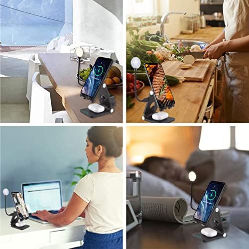 Transform Your Workspace with the Versatile 4-in-1 LED Desk Lamp Featuring Qi-Certified Wireless Charging – Ideal Multi-Device Charger for Air Pods, Apple Watch, i Phone 13/12/11 & Galaxy S21/S20 – Advanced Eye-Care Technology for Enhanced Visibility in Space-Saving Design – Perfect Addition to Nightstands and Contemporary Offices