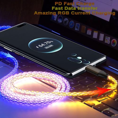 AYI 60 W USB Type C to Type C Fast Charging Cable with LED Indicator – 39 Inch High-Speed Charger for All USB-C Devices – Durable Design for Rapid Power Delivery and Quick Data Transfer