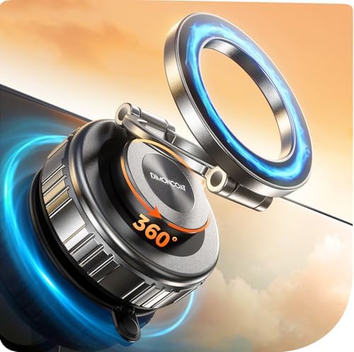 DIMONCOAT 2025 Upgraded 360° Rotation Vacuum Magnetic Phone Holder for Car,for Suction Cup Phone Mount Stand [109+LBS Strongest Suction & Magnetic] Adjustable Swivel Lock, for Your Car/Mirror – Enhanced Compatibility and Speed