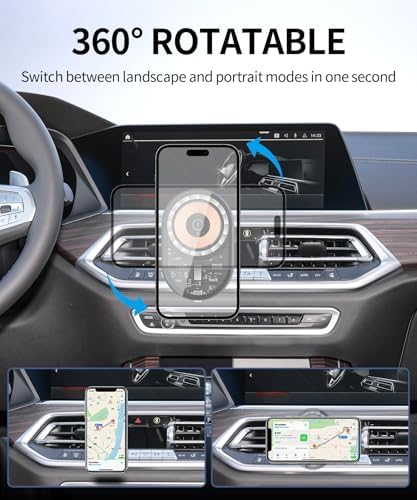 BMW X5 X6 X7 Premium Wireless Charging Phone Holder – Advanced 360° Rotating Mount for Effortless Navigation and Seamless Connectivity (2019-2023 Models) – Stylish Auto Accessory with Mag Safe Compatibility, Tool-Free Installation for Ultimate Convenience and Enhanced Driving Experience