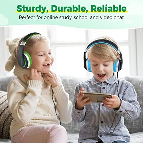 Rockpapa HS20 Kids Wired Headphones – Super Lightweight & Foldable Design with Integrated Microphone, Perfect for School, Travel & Entertainment – Compatible with Tablets & Smartphones, Stylish Black & Orange for Ages 3-15, Ideal for Learning, Play, and Hands-Free Communication