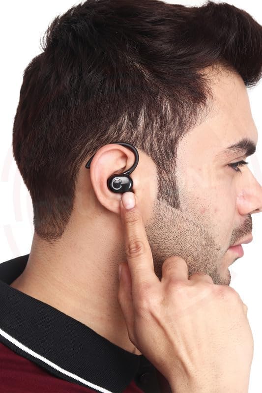 Sleek Single-Ear Bluetooth Headphones for Men – Portable Mini Headset with Premium Mic and Seamless Device Compatibility for Effortless Connectivity – Perfect Audio Solution for Trendsetting Professionals in Black F 05 Design