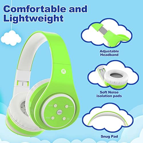 Safe & Stylish Kids Bluetooth Headphones – Foldable Over-Ear Design with Volume Limiting for Optimal Hearing Protection (85/110 d B), Wireless & Wired AUX Compatibility, Built-in Microphone for Hands-Free Calls, Perfect for School, Travel & Everyday Use, Durable Noise Isolation for All Devices