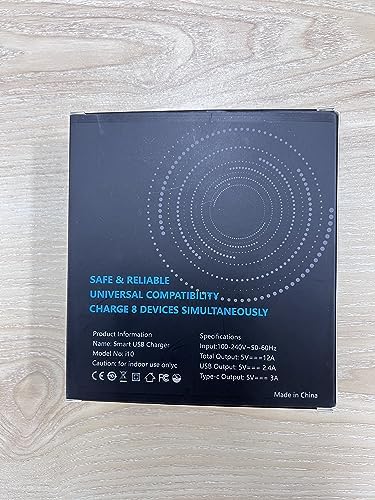 Ultimate 8-Port USB Charging Hub – 60 W Multi-Device Power Station with Smart LCD Display for Rapid Charging – Compact and Travel-Friendly Design for i Phone, i Pad, Samsung & Android Devices – Efficient Power Management for Seamless Device Charging