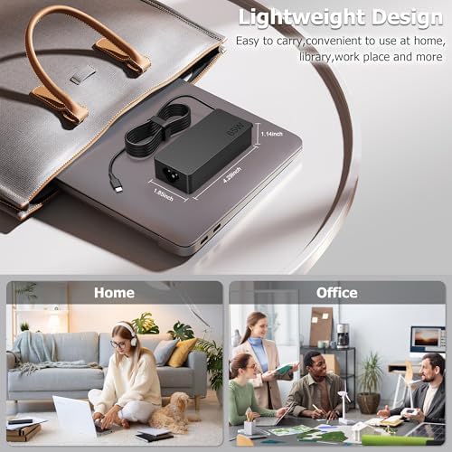 High-Performance 65 W USB-C Laptop Charger for Lenovo Think Pad & Yoga Series – Rapid Charging with Enhanced Compatibility for X1, T14, E15, Chromebook & More – Advanced Safety Features & 24/7 Customer Support