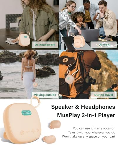 ONES Mus Play 2-in-1 Wireless Speaker and Earbuds: Premium Hi-Res Sound Experience with 24-Hour Speaker & 60-Hour Earbud Battery Life, Versatile Bluetooth/AUX/MP3 Connectivity, Dual Game & Music Modes for Enhanced Audio Engagement, Compact Design for Ultimate Portability