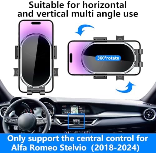 Premium 360-Degree Car Phone Holder for Alfa Romeo Stelvio (2018-2024) – Ultimate Dashboard Mount for Navigation & Hands-Free Calls – Sleek Interior Accessory for Enhanced Safety and Convenience