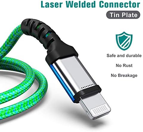 Apple C89 MFi Certified 7-Foot Lightning to USB-A Braided Charging Cable for i Phone 14/13/12/11 Pro, Max, Mini, SE, XS, XR, 8/7/6 Plus, i Pad & Air Pods – Durable, Fast Charging & Stylish Orange/White Design for Enhanced Compatibility