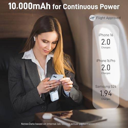 Ultra-Fast 22.5 W Mini Power Bank: 10,000 m Ah Portable Charger with Built-in Cables & LED Display | Charge 3 Devices Quickly | Sleek Design for Travel | Ideal for i Phone, Samsung, Android | Durable & Safe Power Supply for Everyday Use