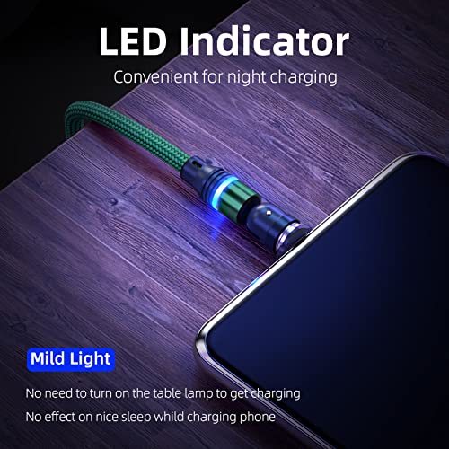 Premium 4-Pack Magnetic Charging Cables – 6.6 ft Nylon Braided 3-in-1 USB Charger for Micro USB, Type C & i OS Devices with Innovative 360-Degree Rotatable Connector for Effortless, Tangle-Free Fast Charging & Unmatched Durability – Ideal for Home, Office & Travel Use